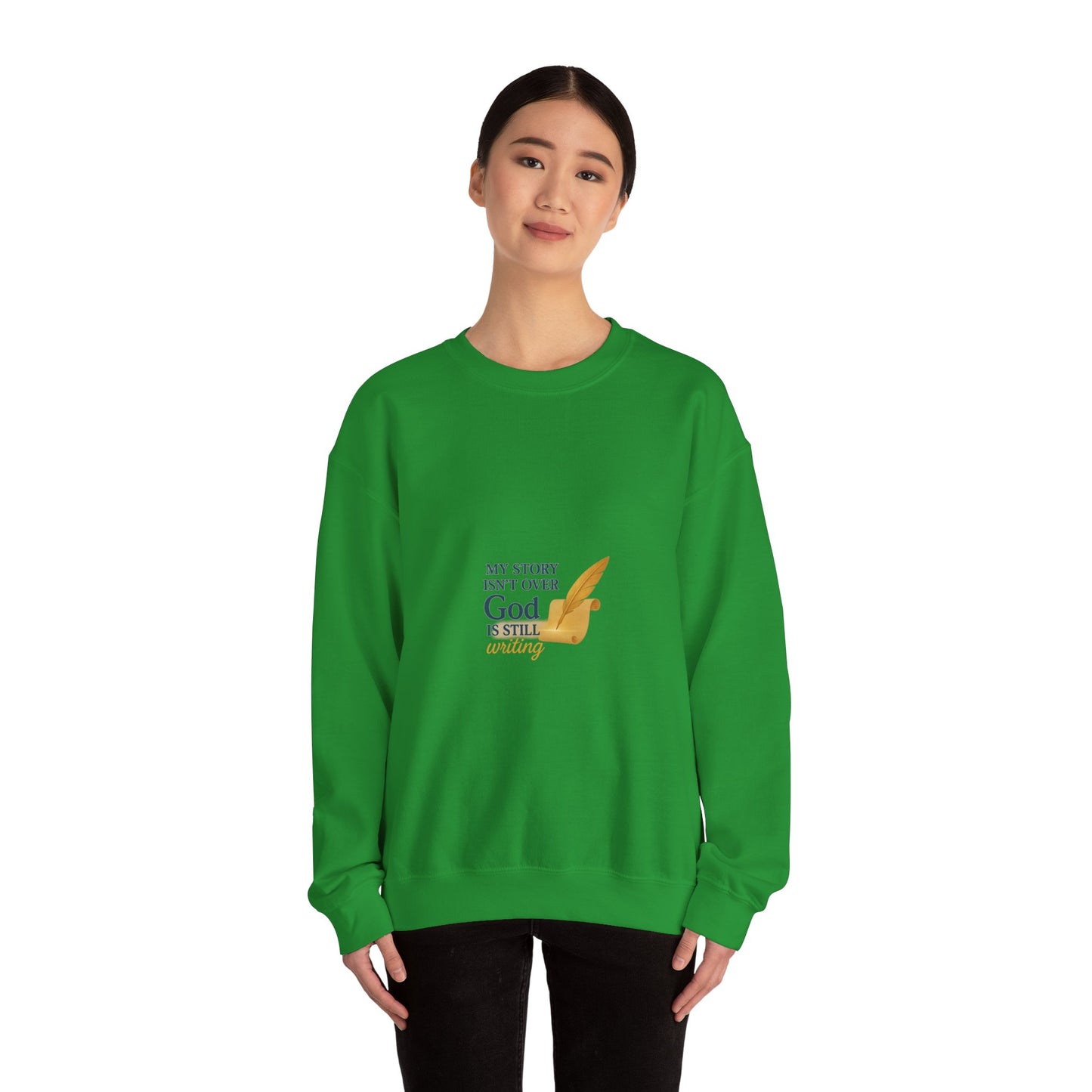 Inspirational Crewneck Sweatshirt, Comfort Apparel, Faith-Based Gift, Cozy Layer, My Story Isn’t Over Sweatshirt