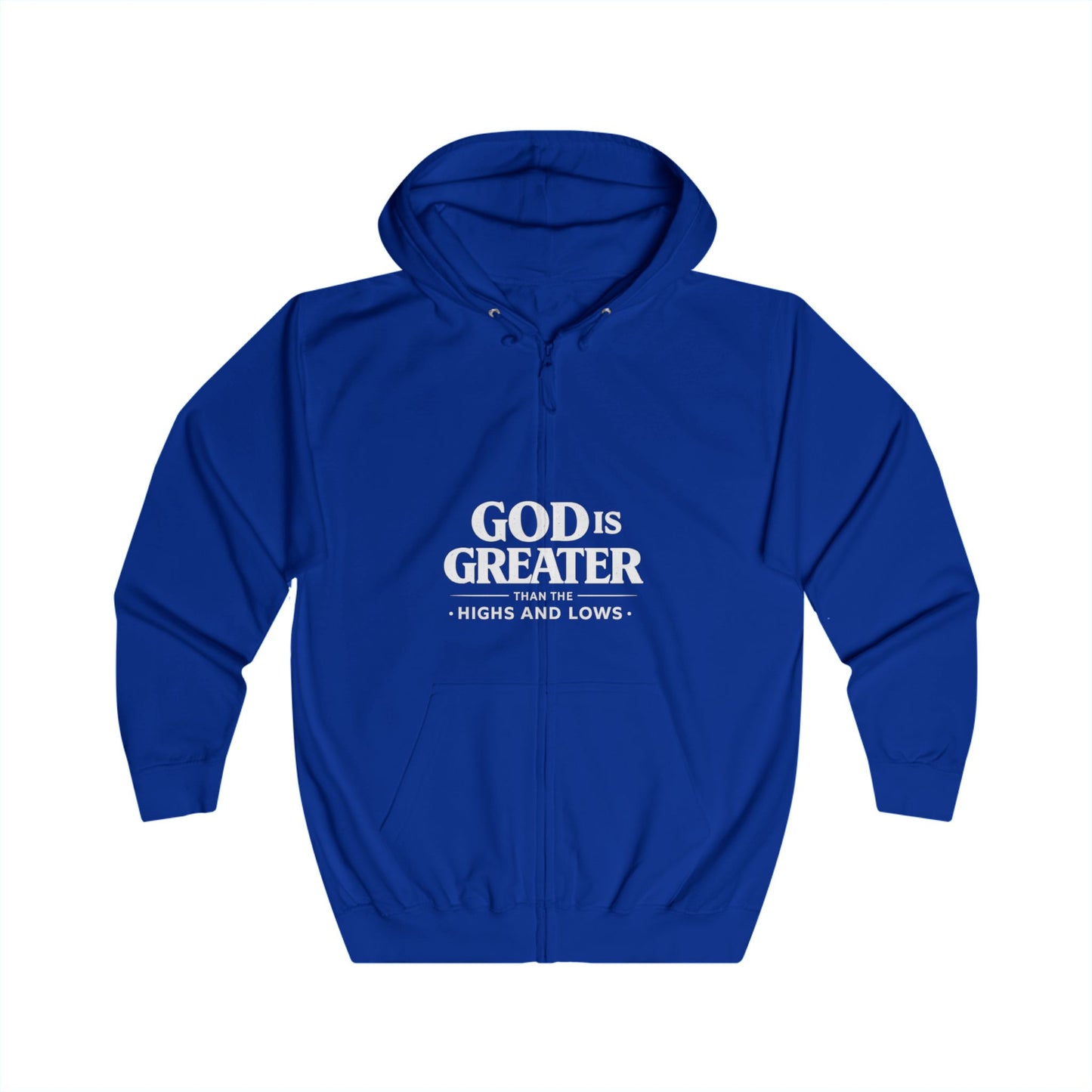 Religious 'God Is Greater' Full Zip Hoodie – Faith-Inspired Zip-Up Sweatshirt