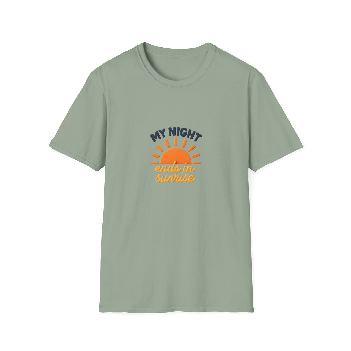 My Night Ends in Sunrise T-Shirt – Inspirational Unisex Softstyle® Tee for Hope, Comfort & Everyday Wear
