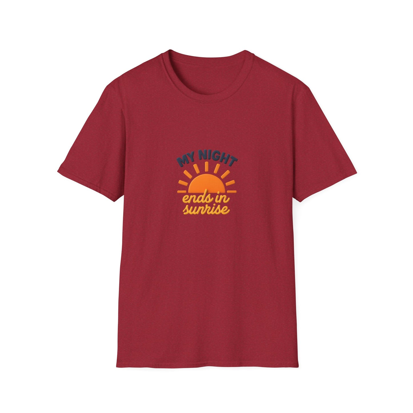 My Night Ends in Sunrise T-Shirt – Inspirational Unisex Softstyle® Tee for Hope, Comfort & Everyday Wear