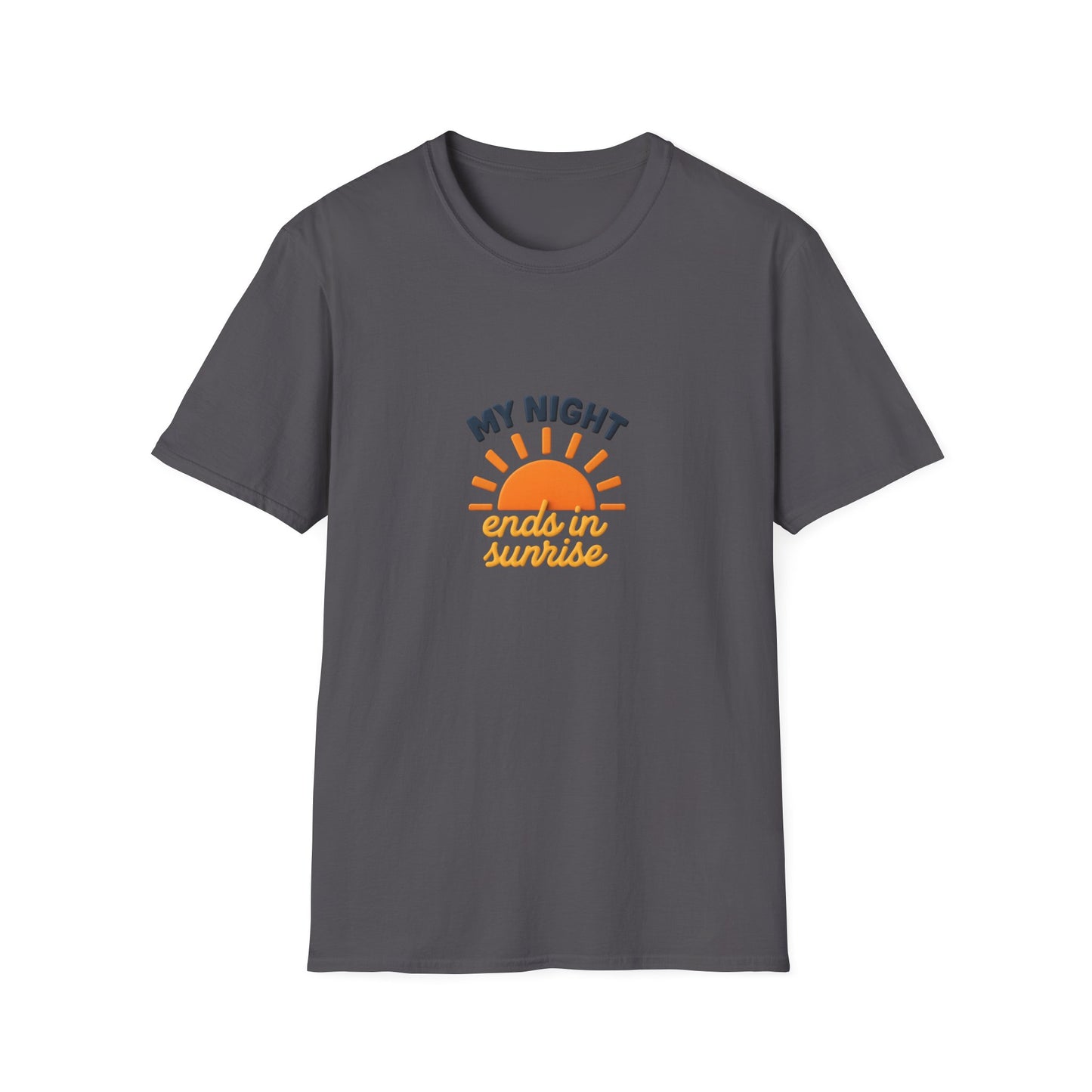 My Night Ends in Sunrise T-Shirt – Inspirational Unisex Softstyle® Tee for Hope, Comfort & Everyday Wear