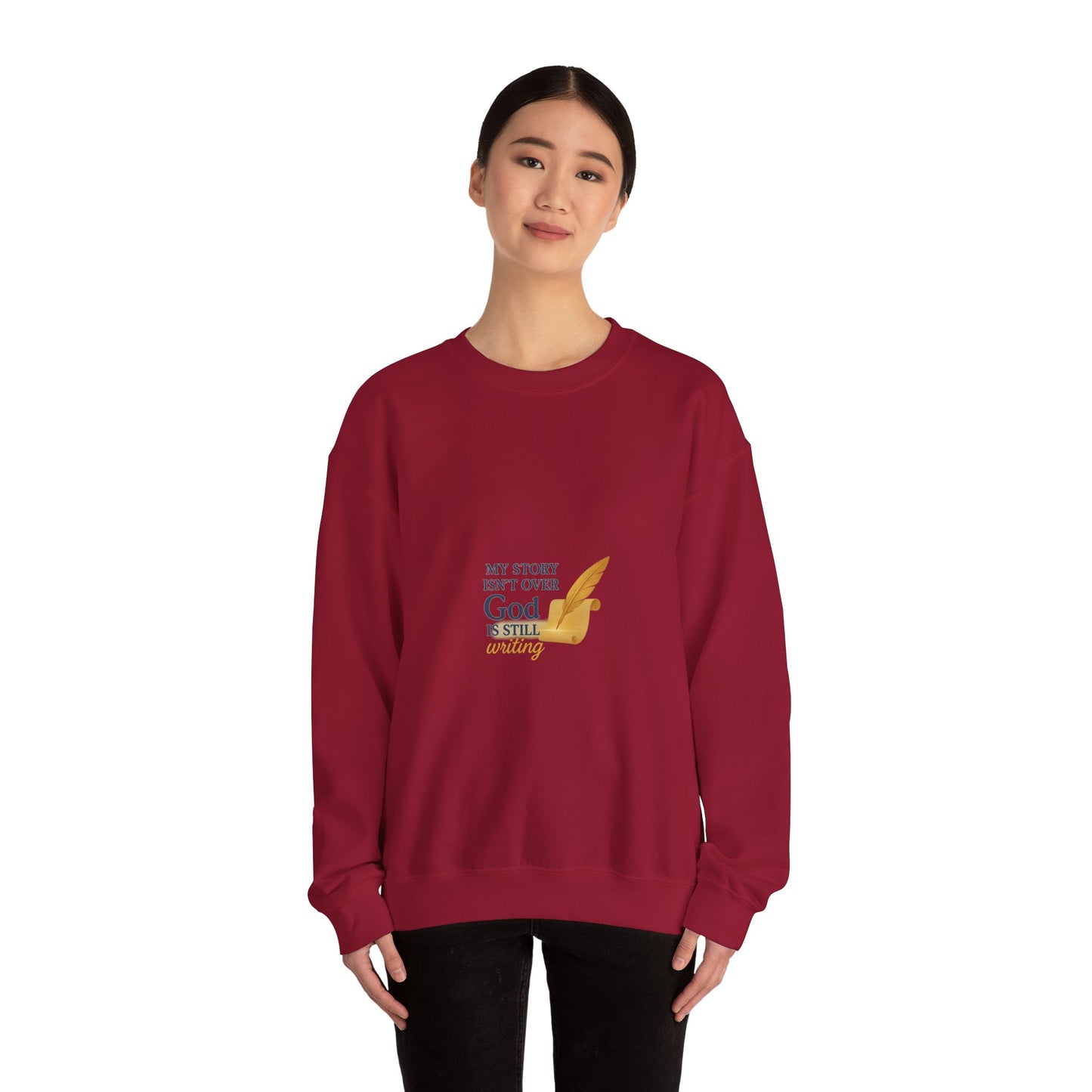 Inspirational Crewneck Sweatshirt, Comfort Apparel, Faith-Based Gift, Cozy Layer, My Story Isn’t Over Sweatshirt